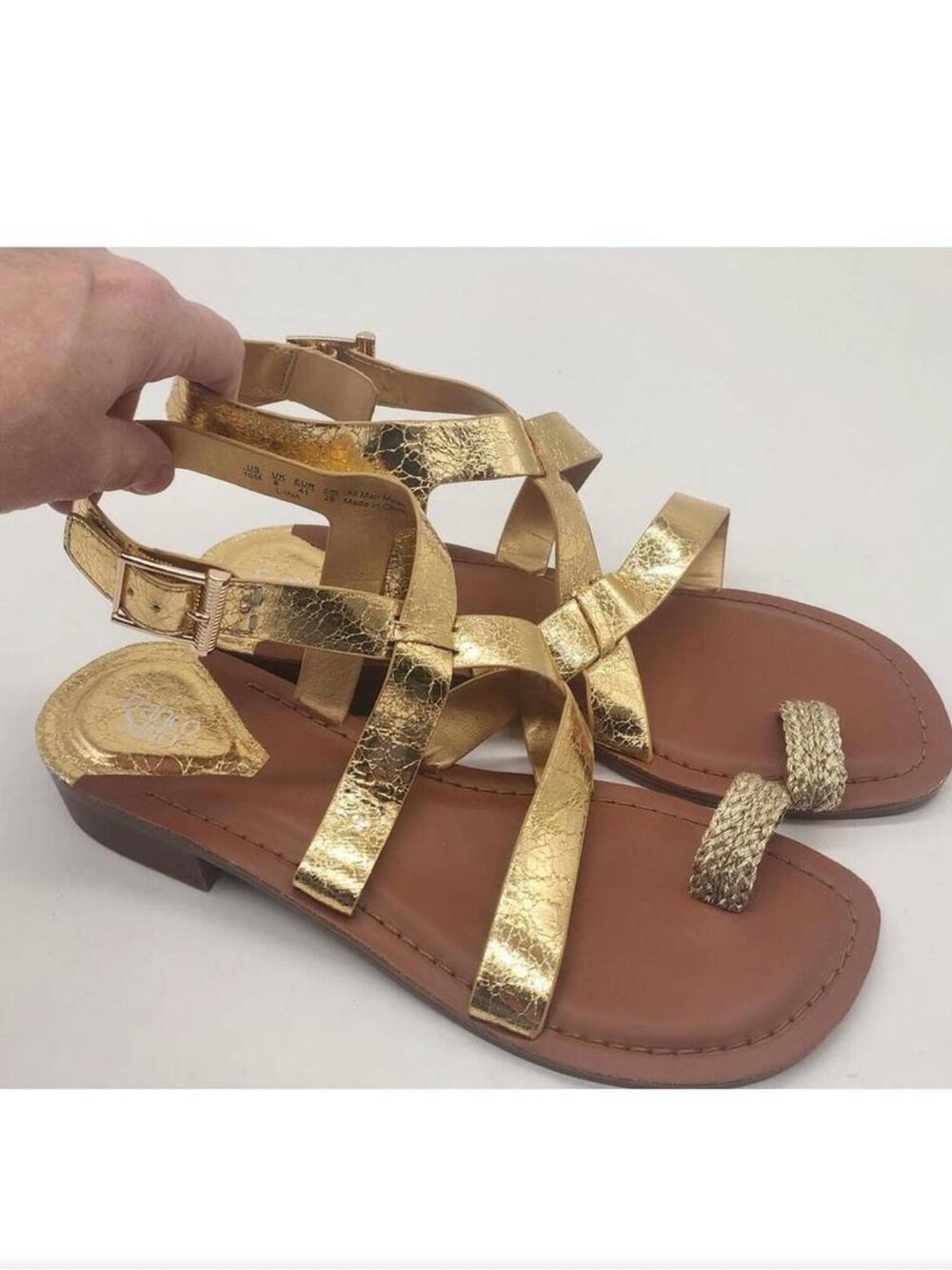 Franco Sarto Metallic Gold Strappy Sandals